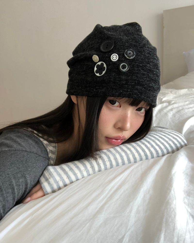 Fern Button Beanie