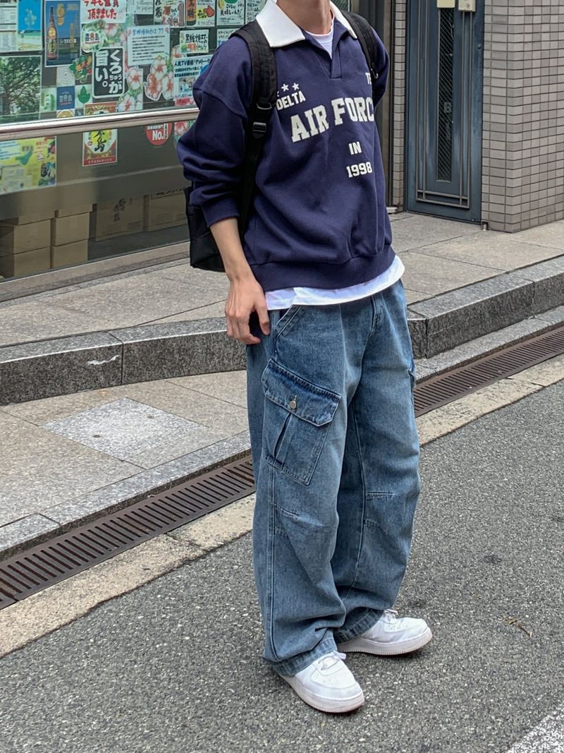 Tachi washed cargo denim pants