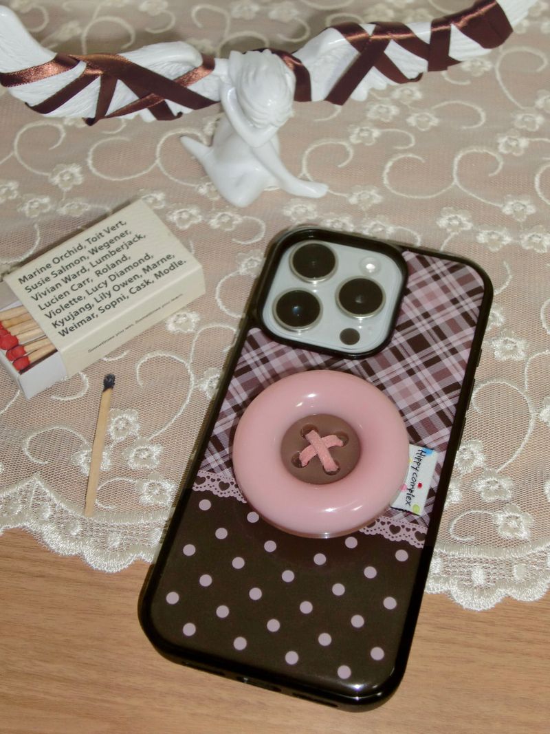 【MagSafe】ビンテージパッチケース_ピンクブラウン