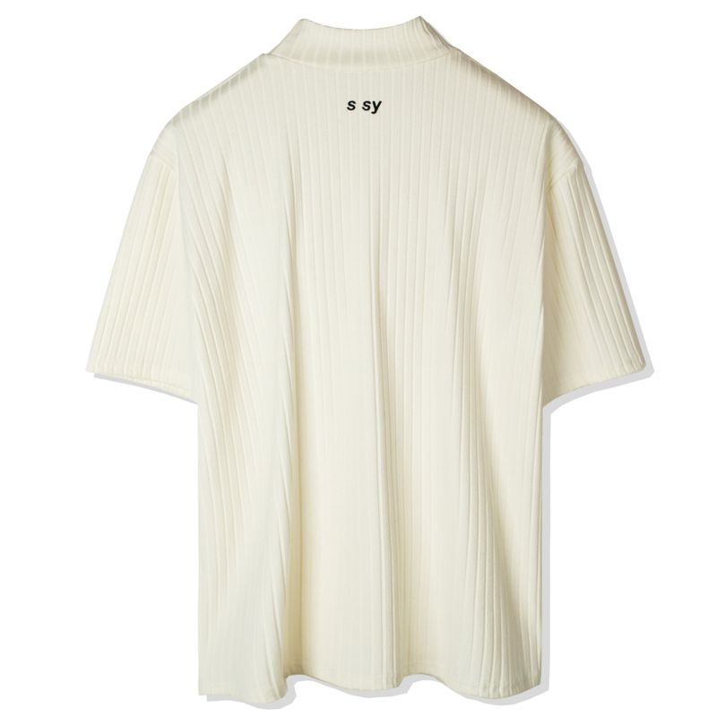 RIB MOCK NECK HALF T-SHIRT IVORY