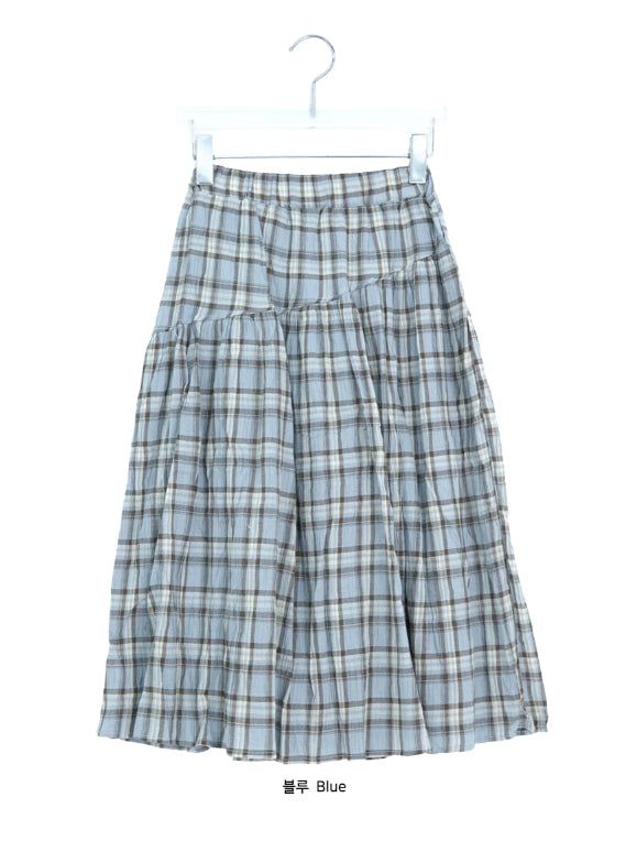 Noelle Vintage Check Banding Long Skirt