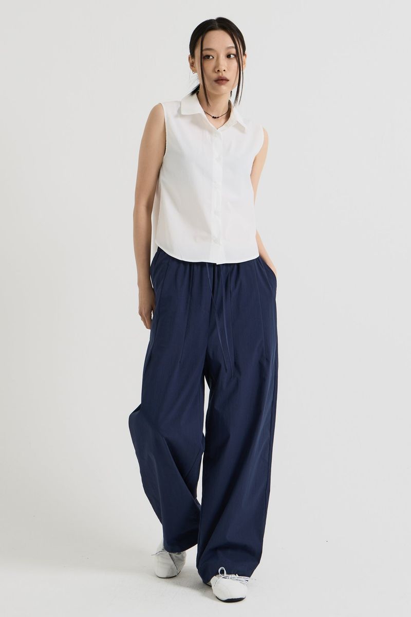 Cotton sleeveless shirt, White