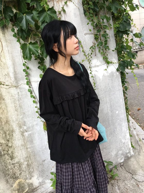 26FW★ [BAONHAUS] Koiren Frill Long Sleeve Tee