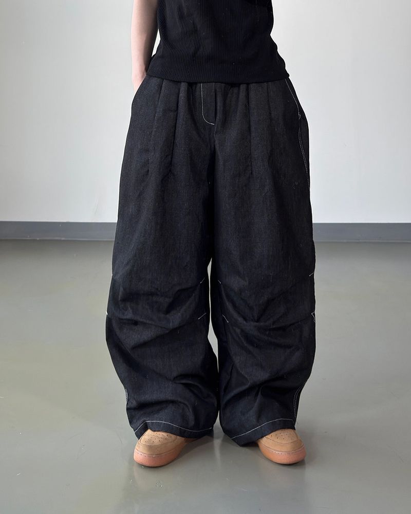 Hanel Check Flap Balloon Denim Pants