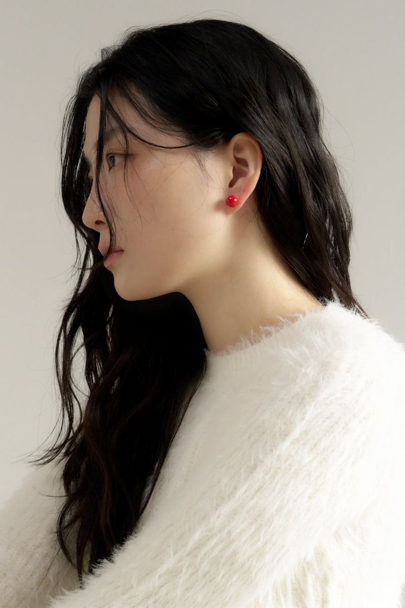 red ball earring