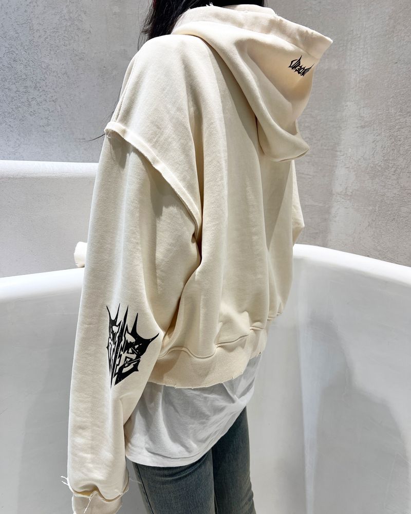 POLO CROP HOODIE_CREAM