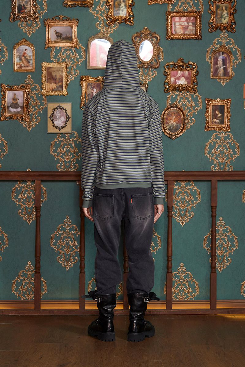 STRIPE LOGO HOODIE / GREEN