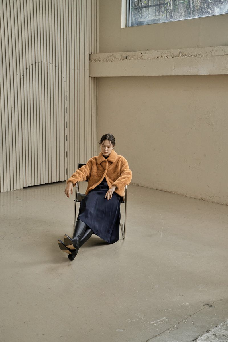 FAKE FUR SHORT COAT_ORANGE