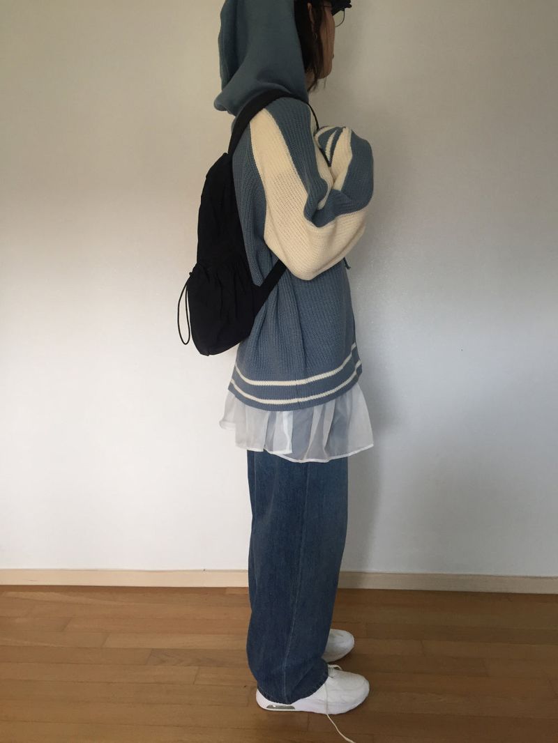 Coloring Hooded Zip-Up Knitwear (4 colors)