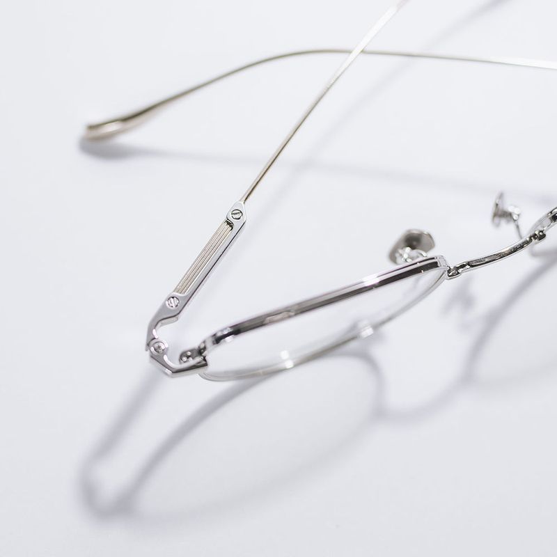 Knouun Round titanium glasses CODE. 102. F Silver N Gray