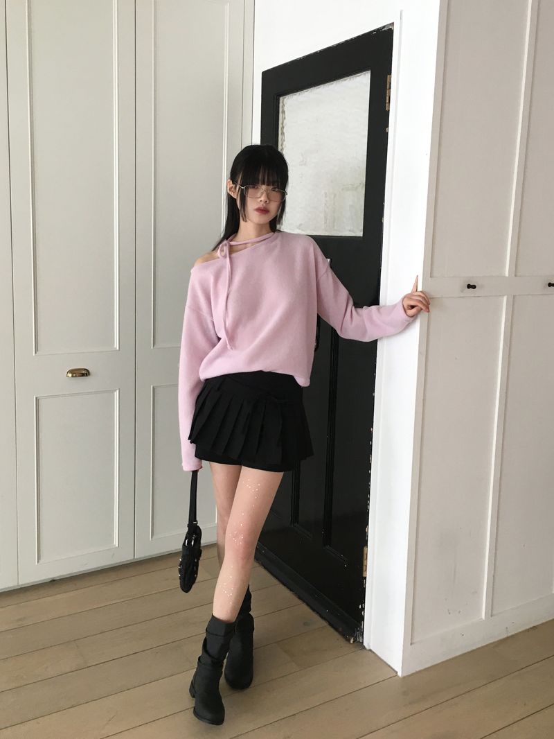 Wicca two-way ribbon pants pleated mini skirt