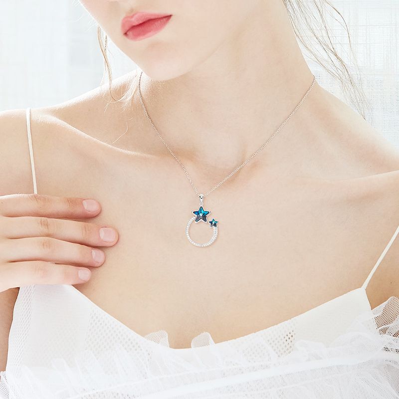 Blue Star Crystal Cubic Necklace
