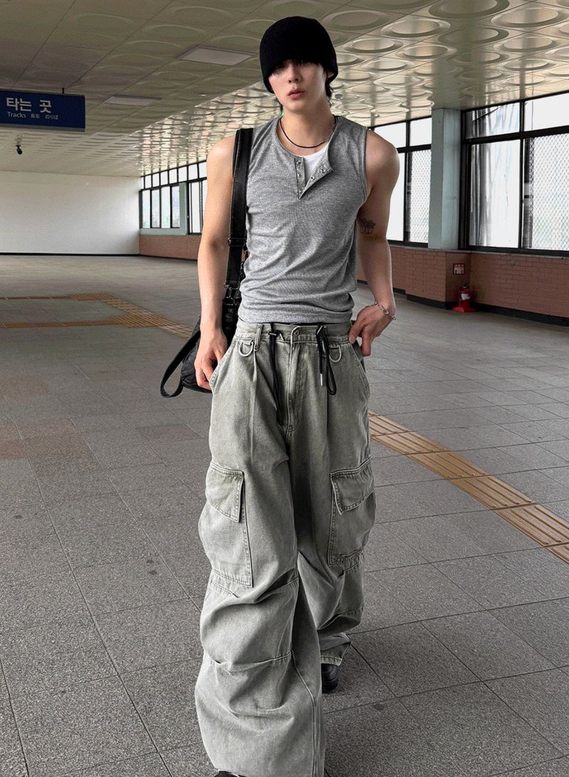 COSYHARU（コシハル）の「Pinter Aesthetic Raw Denim Keyring Cargo Pants（Pants）」