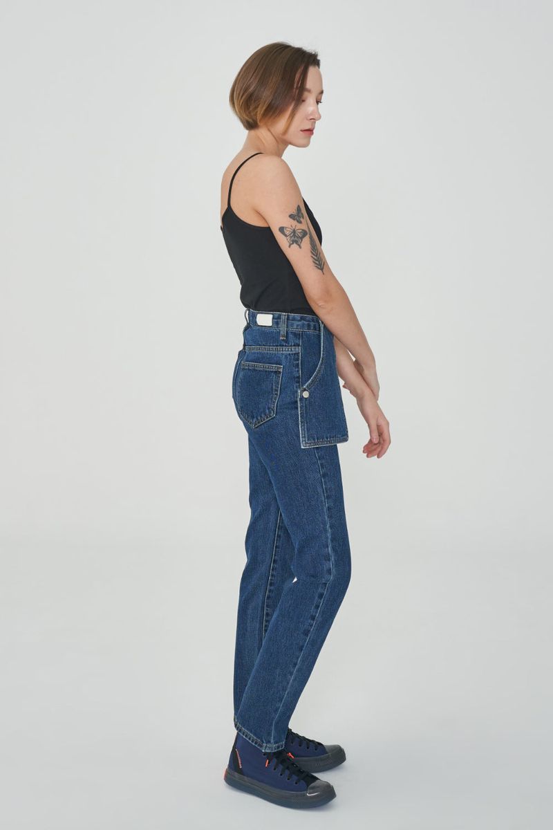 STRAIGHT FIT SNAP POCKET DENIM PANTS [6888]