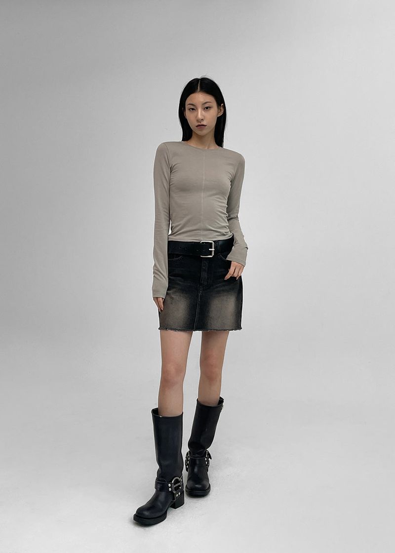 BLACKUP（ブラックアップ）の「[MADE] Sherbet Wash Denim Mini Skirt（Skirts）」