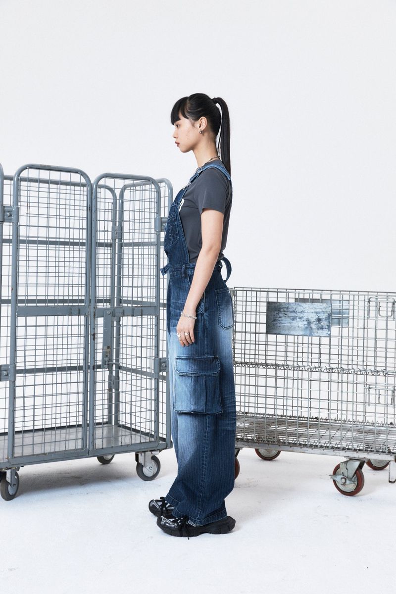 Herringbone denim overall
