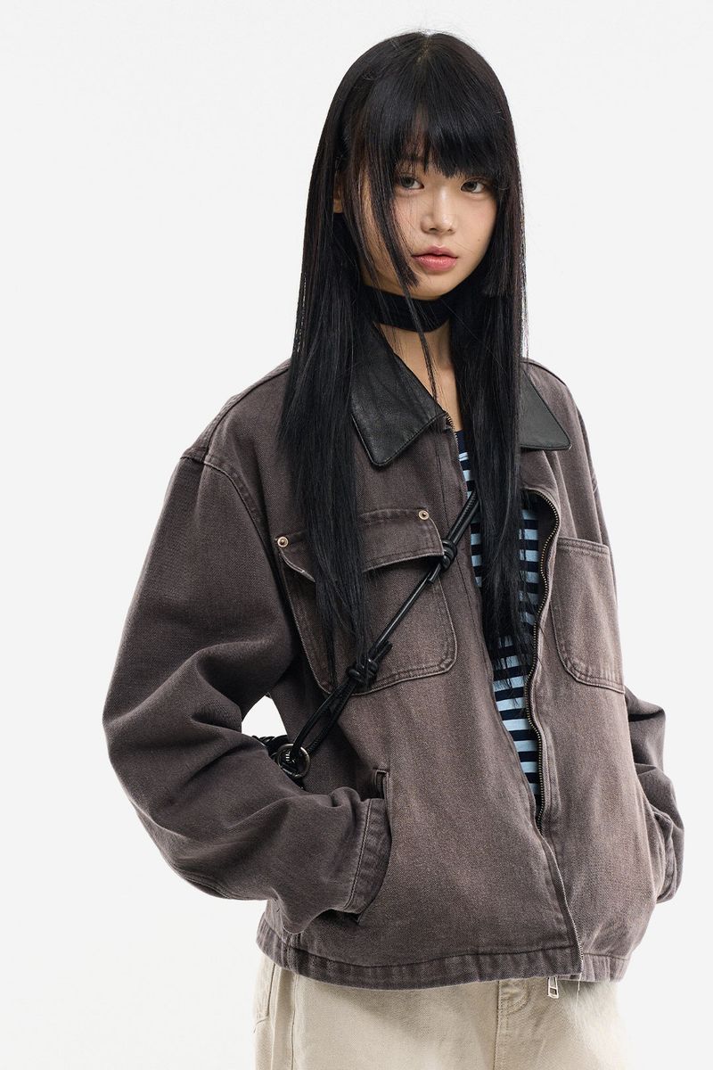 Raucohouse（ラウコハウス）の「Spencer leather collar vintage work jumper（Jackets/Outerwear）」