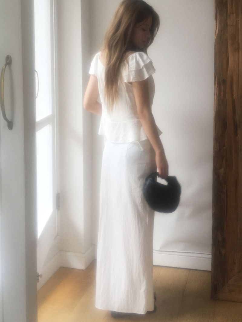 Dining wrap frill blouse