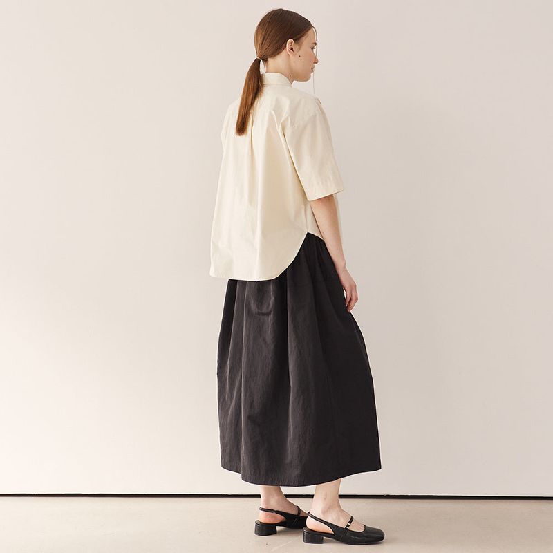 Nylon volume skirt_black