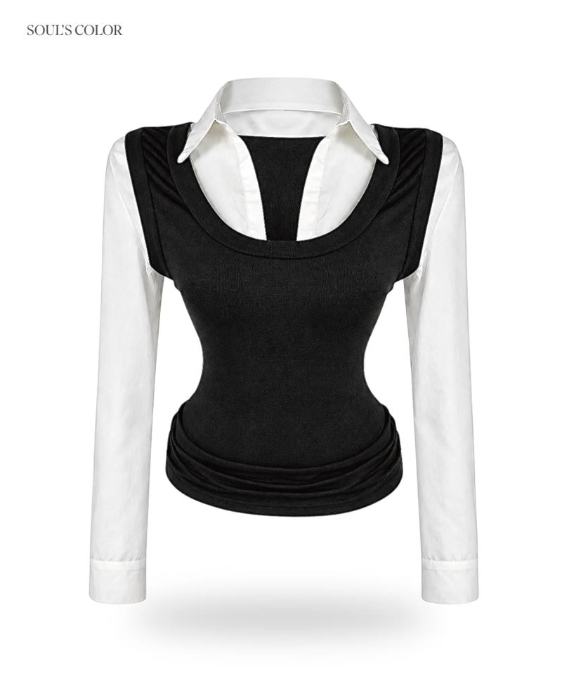 Nancy Layered Shirt Top (2color)