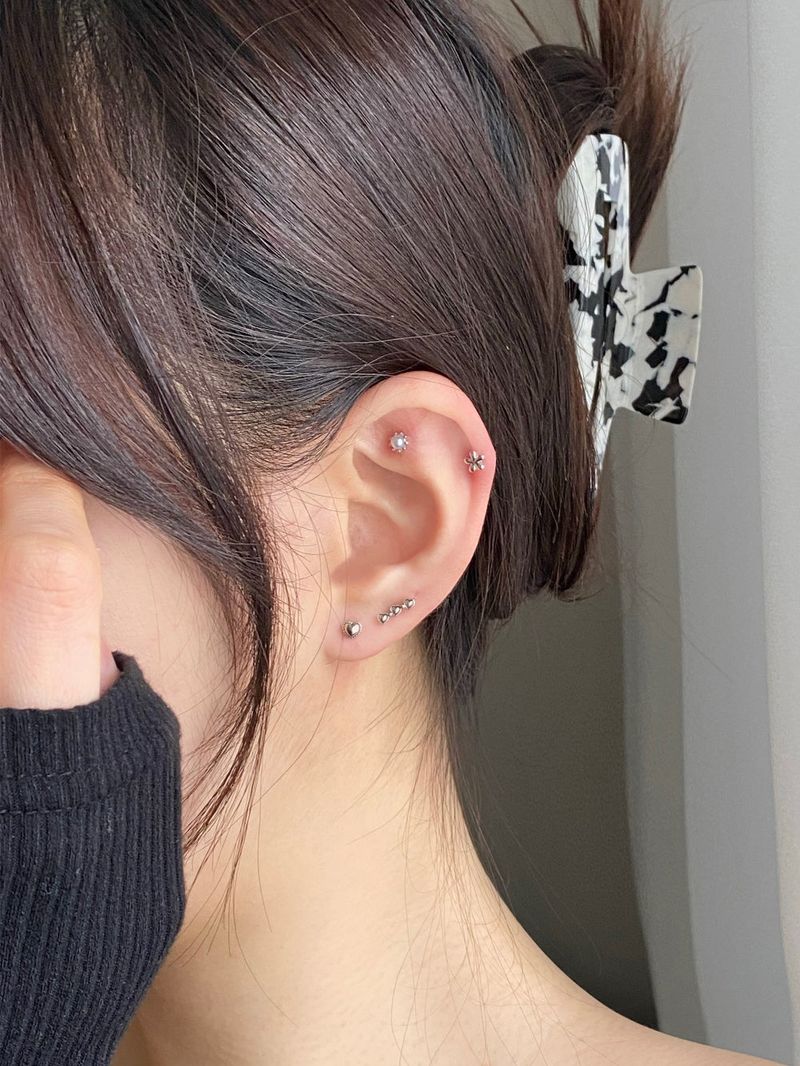 [4 set] mini heart ball piercing set