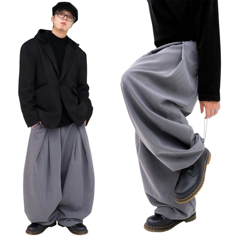 wide double pintuck string slacks
