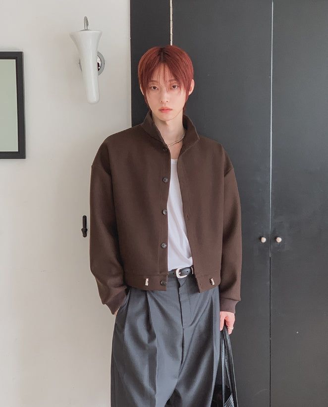 Sven Suede High-Neck Cardigan