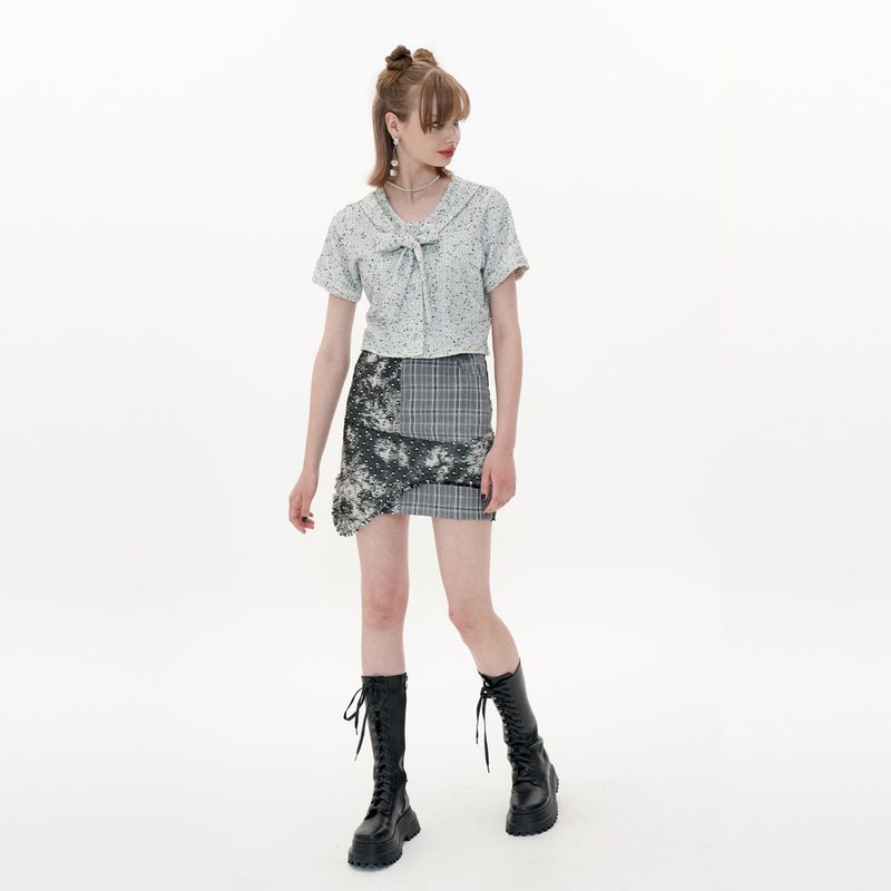 Ribbon Tweed Shirt [White]