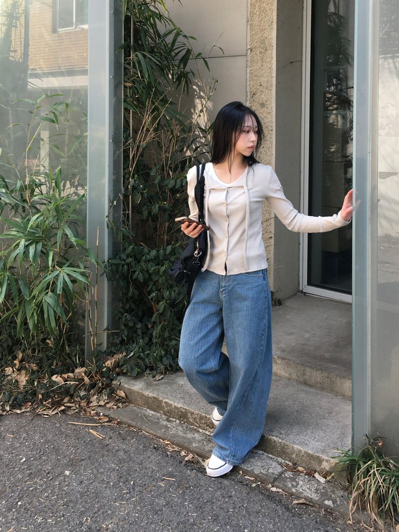 Kona Herringbone Stripe Wide Denim (3c)
