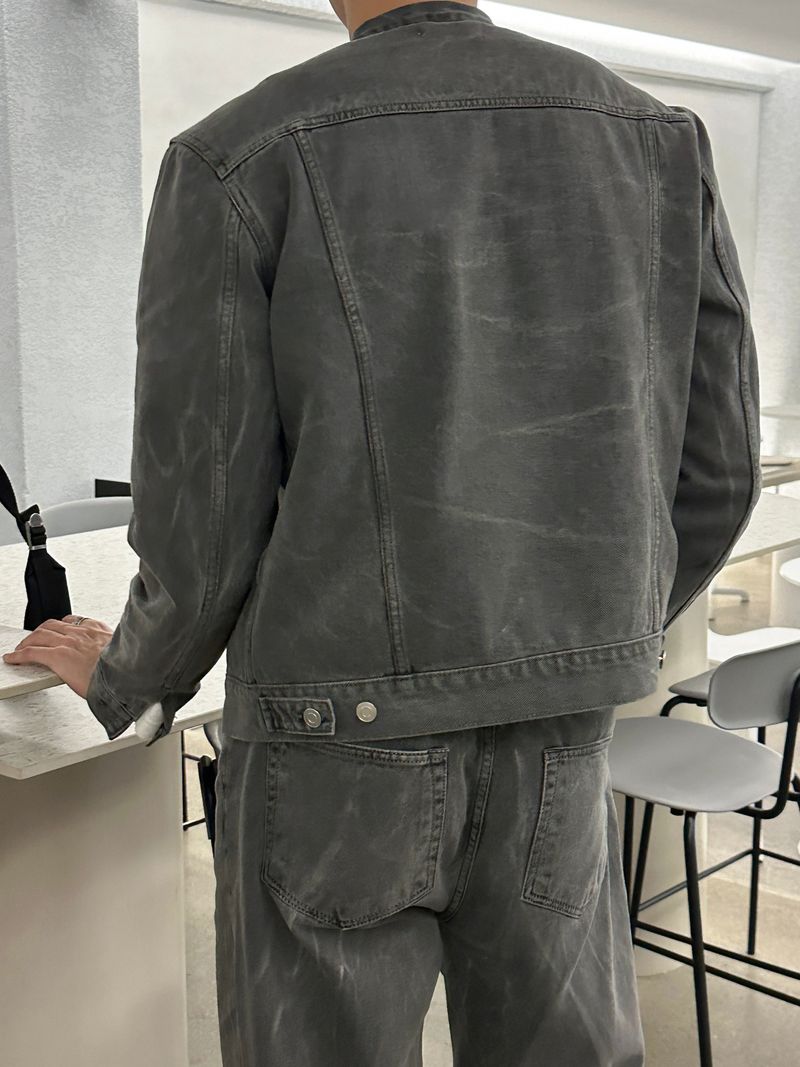 LMN Semi-Over China Setup Denim Jacket (Gray)