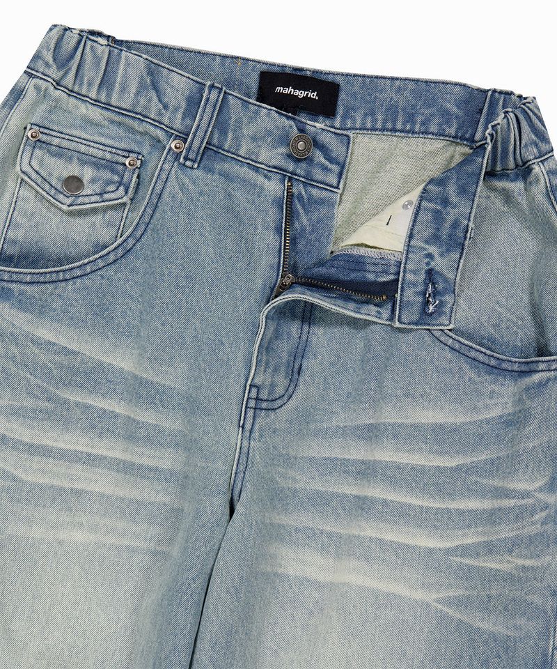 WASHED POCKET DENIM PANTS_BLUE