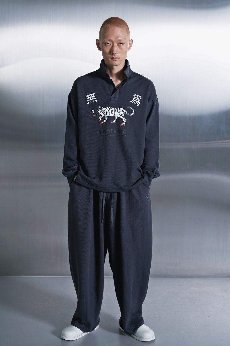MU-WI PIN-KNIT COLLAR-TEE (Charcoal)