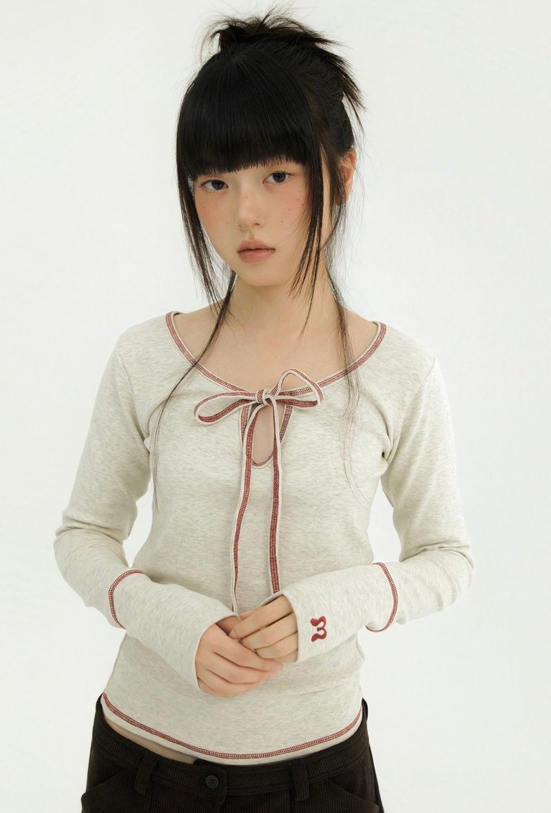 STITCH RIBBON T OATMEAL