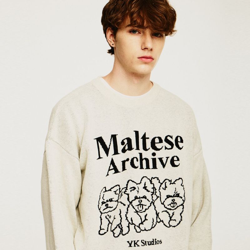 Maltese archive line graphics knit