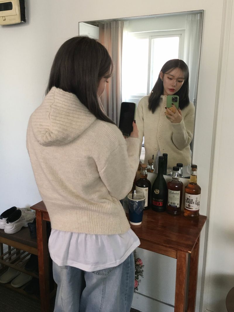 Marron Wool Golji Hooded Cardigan (4c)