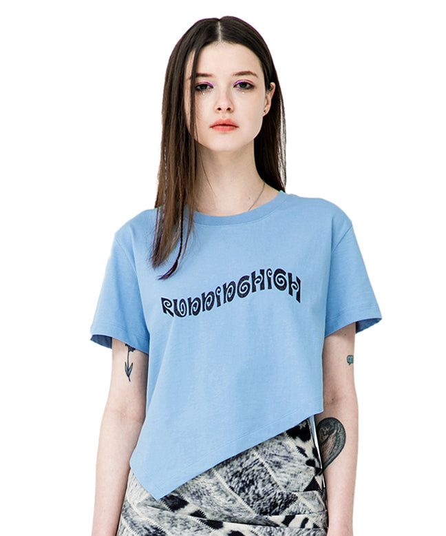 GLITTER LOGO UNBALANCE CROP TEE