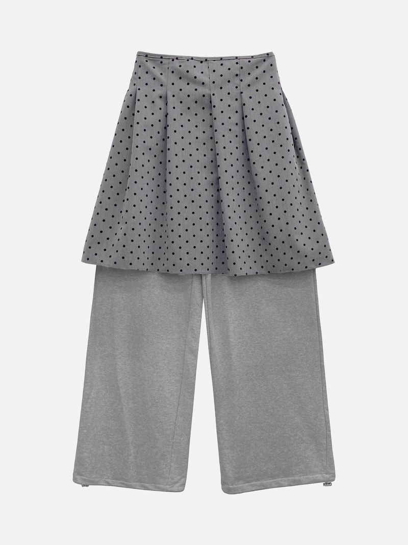 [Detachable] Dot Wrap Skirt Sweatpants (2c)