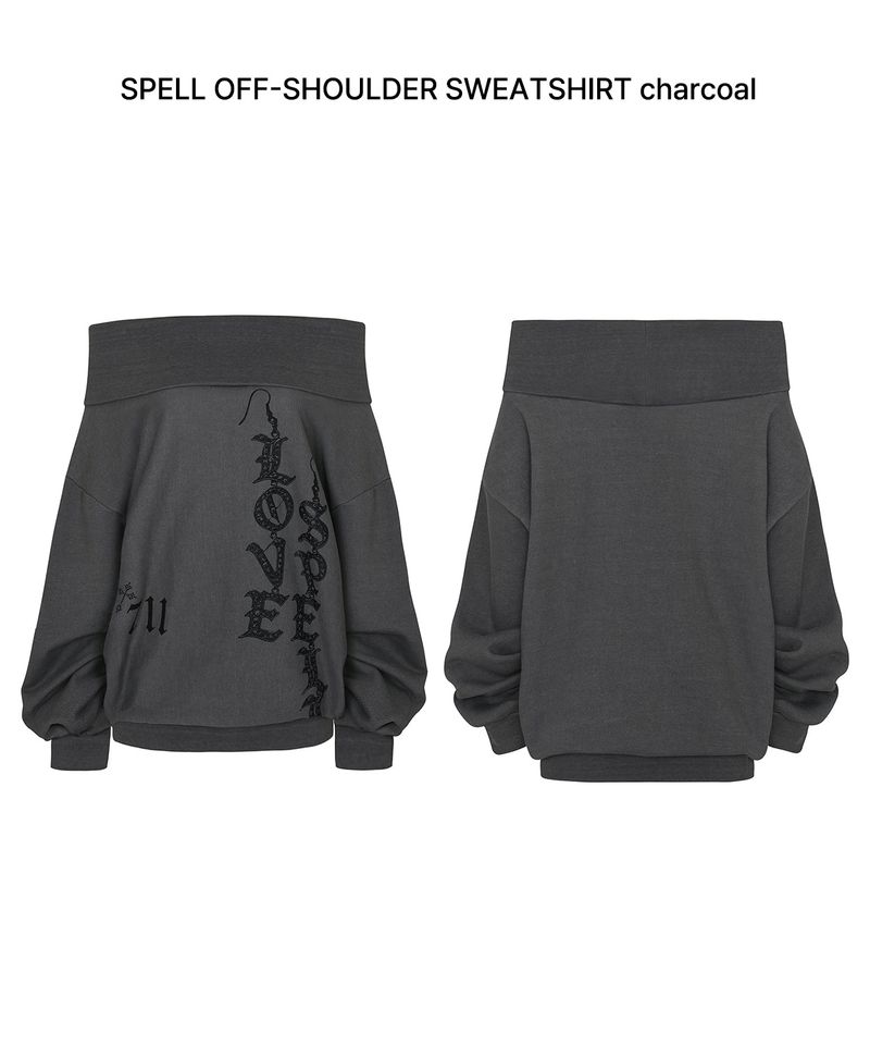 SPELL OFF-SHOULDER SWEATSHIRT charcoal