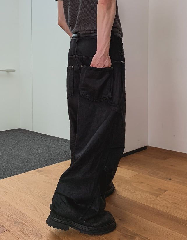 Cozy Stud Coating Wide Pants