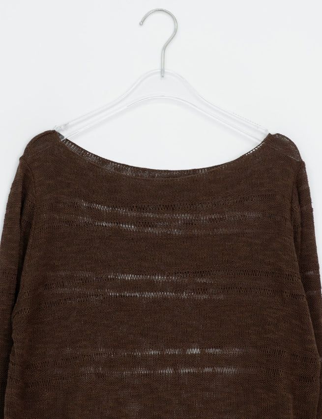 Libya Loose-Fit Boat Neck See-Through Knit