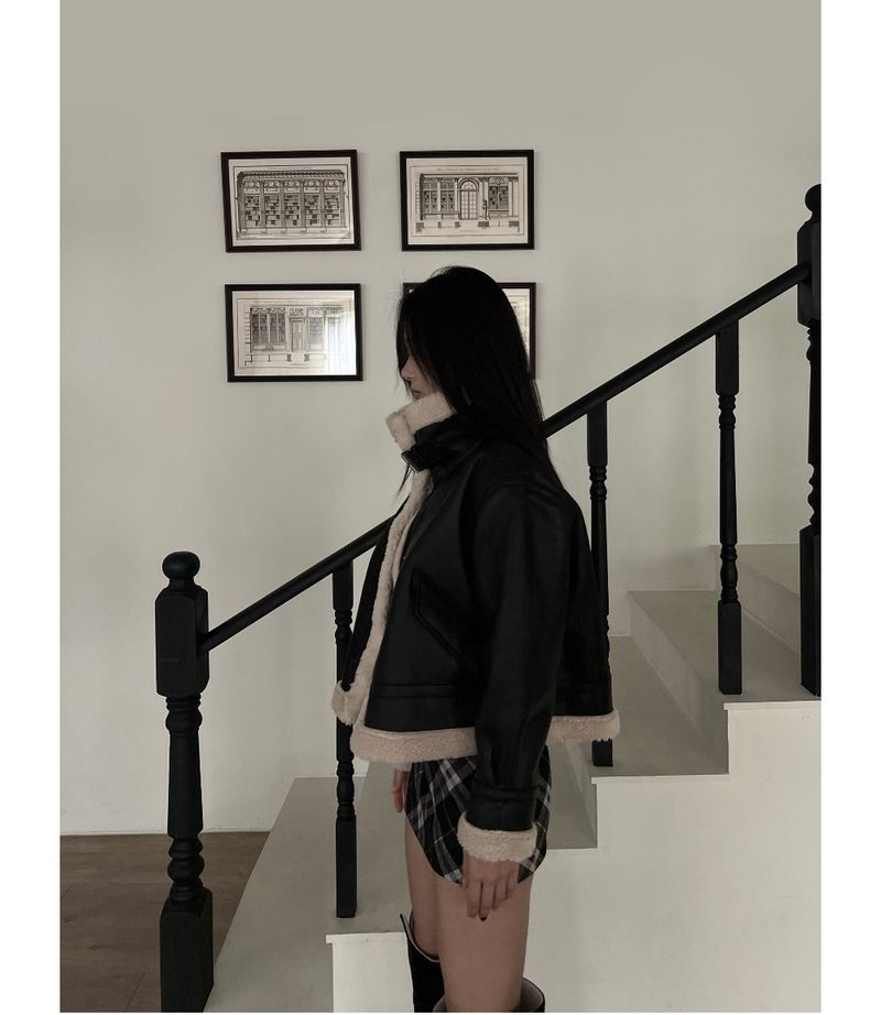 SALE! Adele Dumble Leather Color Scheme Long Sleeve Mustang (Black)