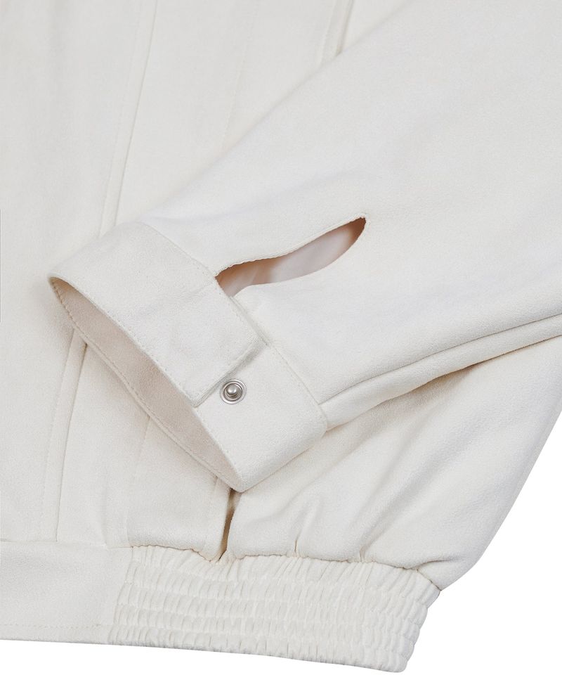 87-STAN029 [Vegan Suede] Multi-placket Suede Jacket Ivory