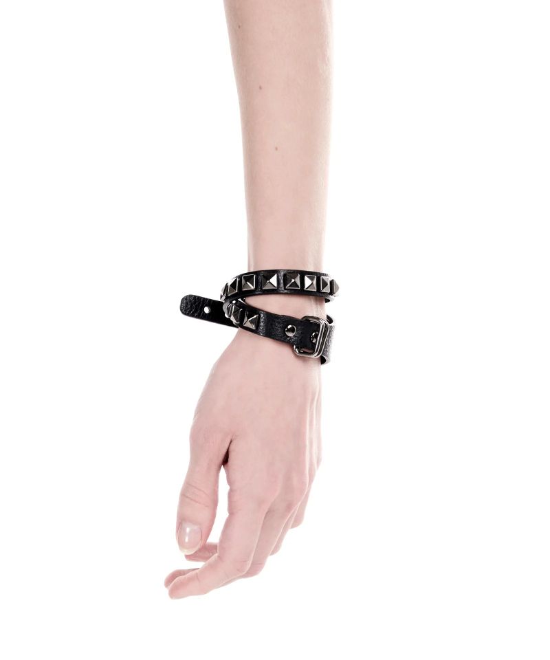 2-WAY STUD LEATHER CHOKER BLACK