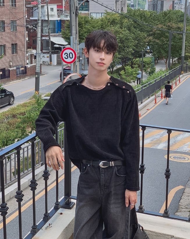 2PLAN（ツープラン）の「Rubber Velour Double Henley Neck Knit（Tops）」