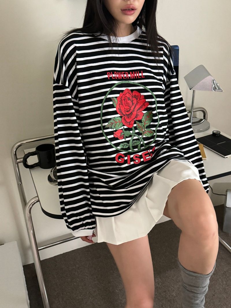 Rose stripe T