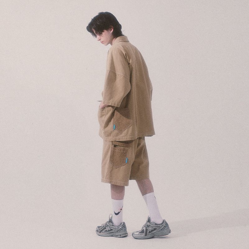 bio jacquard pocket shorts_beige