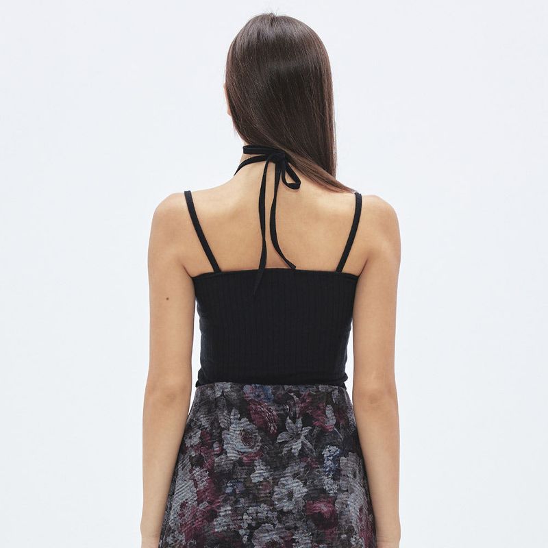 ホールターリボントップ/Halter Ribbon Top [BLACK]