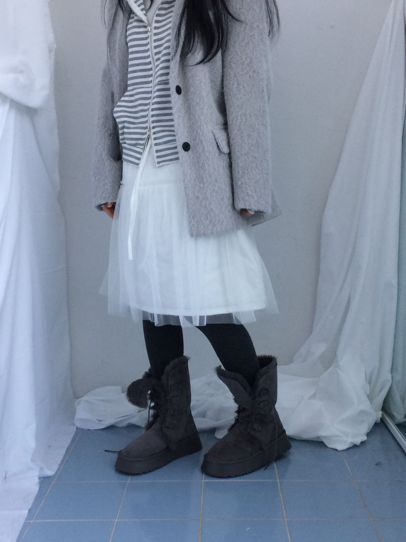 Suede Rabbit Fur Boots