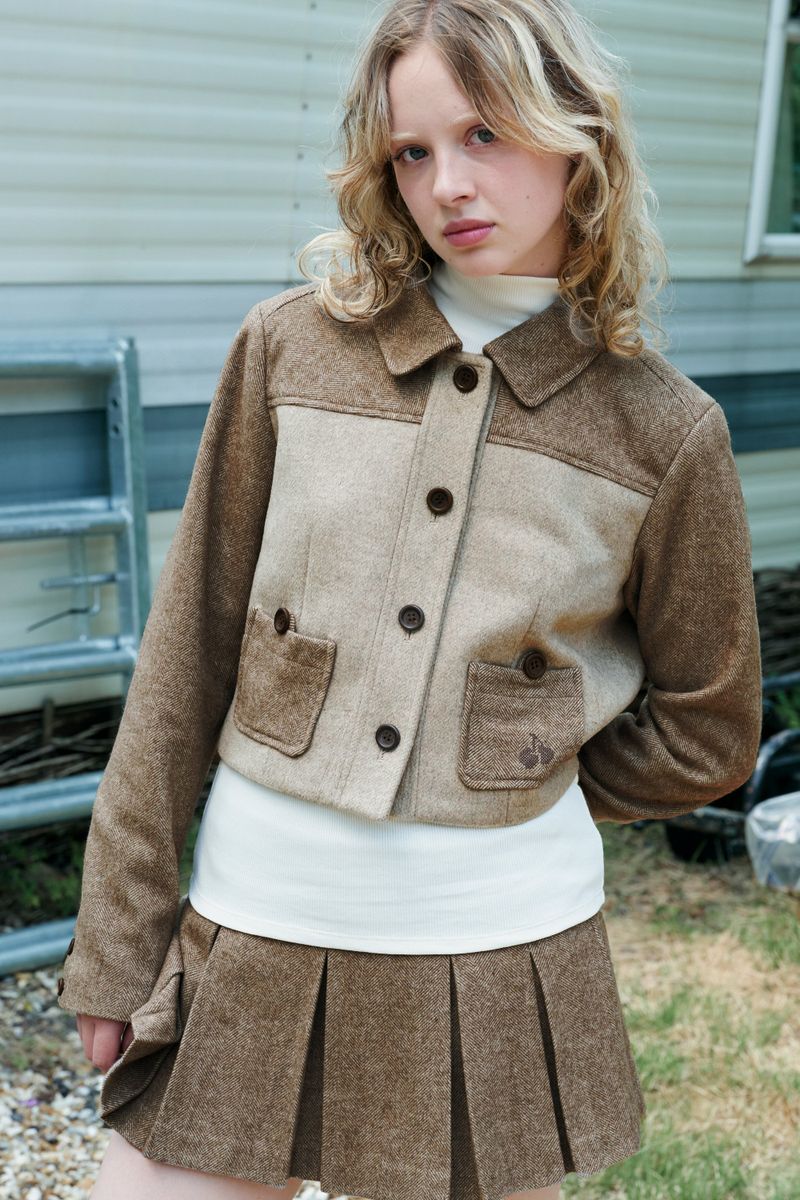 CHERRY BUTTON POINT TAILER JACKET[DARK BEIGE]