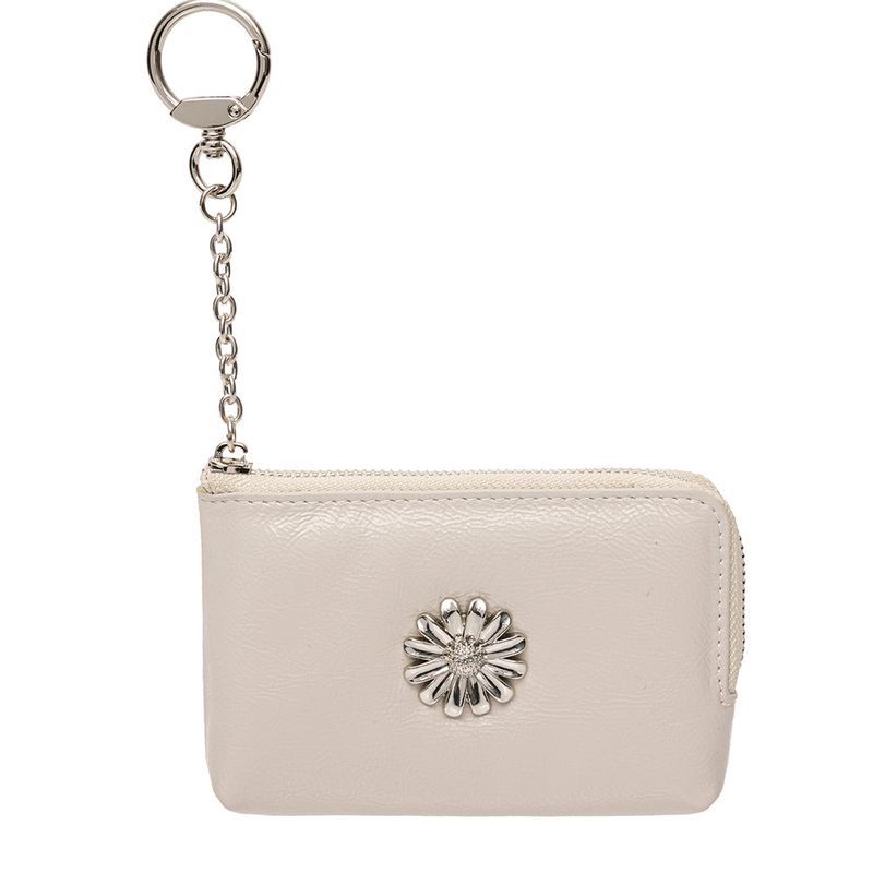 Daisy Keyring Coin Zipper Card Wallet Pouch Warmgray